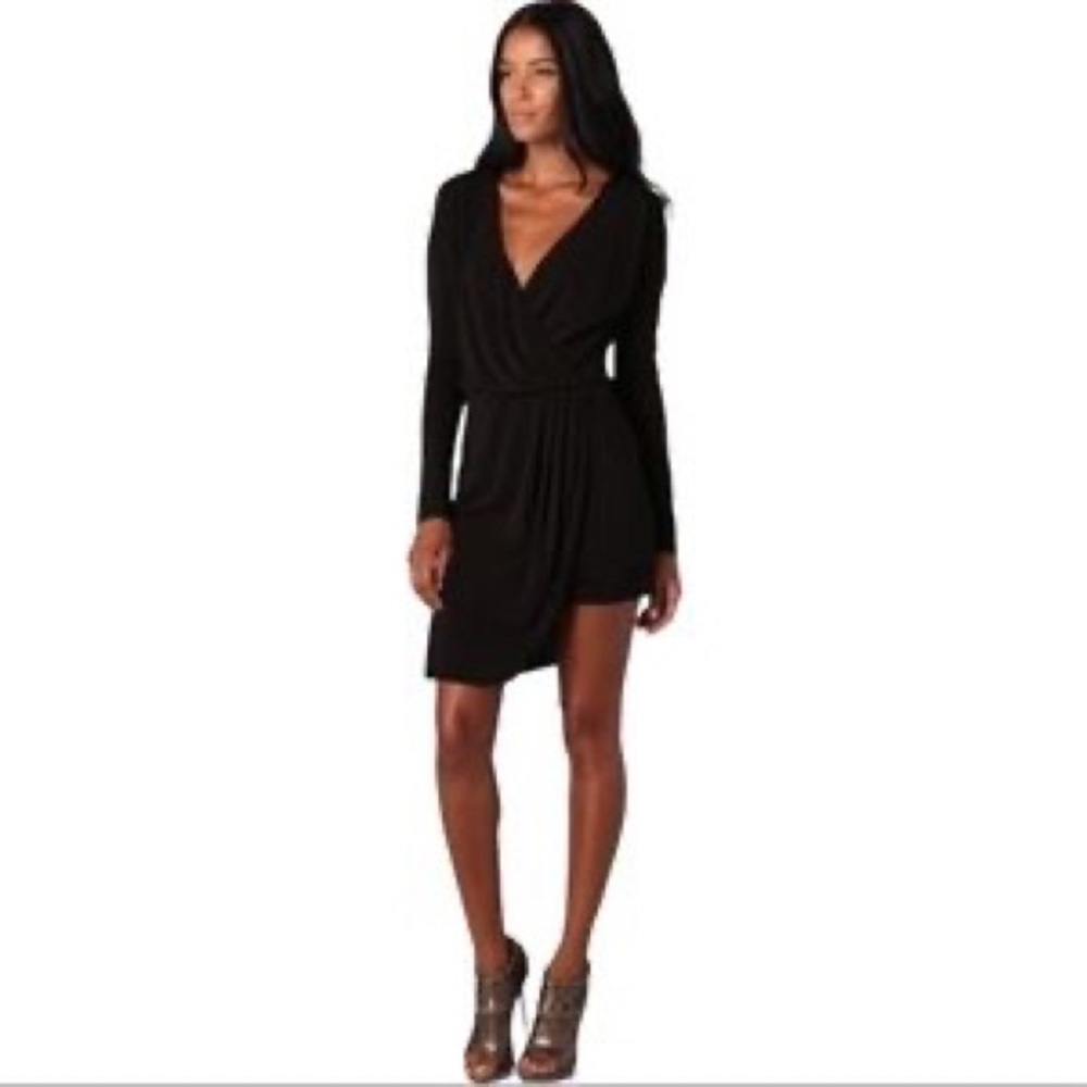 Haute Hippie deep v slit long sleeve asymmetrical hem mini dress Size Medium